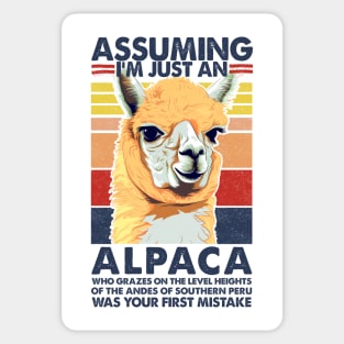 Assuming I'm Just An Alpaca .... Alpaca Humor Design Sticker